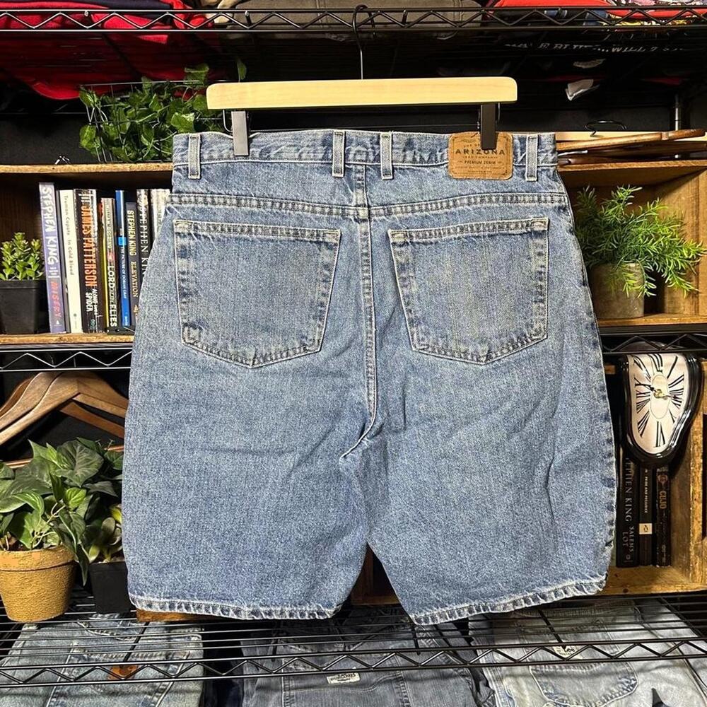 Vintage Arizona Baggy Jean Shorts Mens 36" Blue Denim Light Wash Skater Jorts